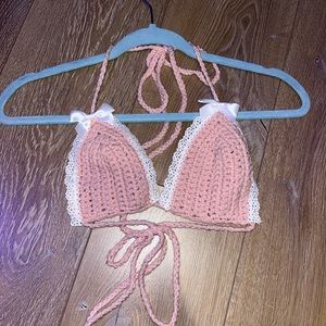 SELF MADE! crochet pink tiny top